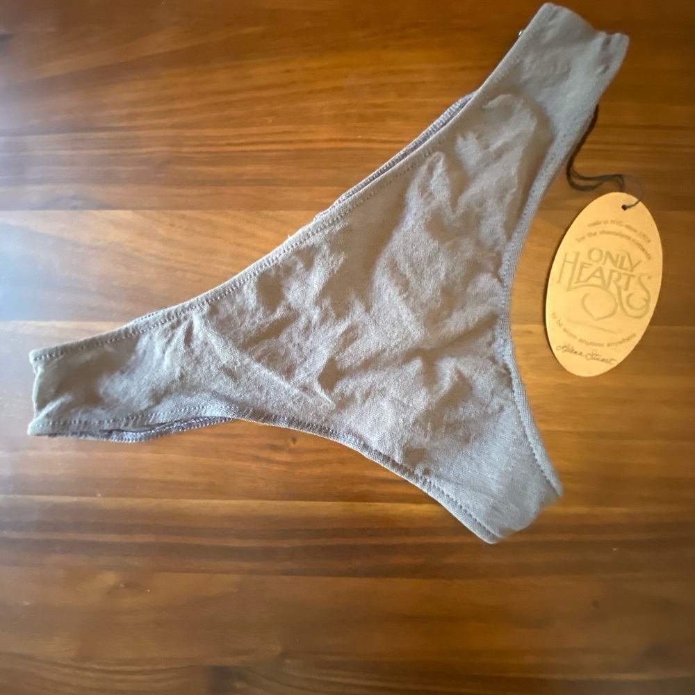 Only Hearts Thong Panty medium large gray nwt